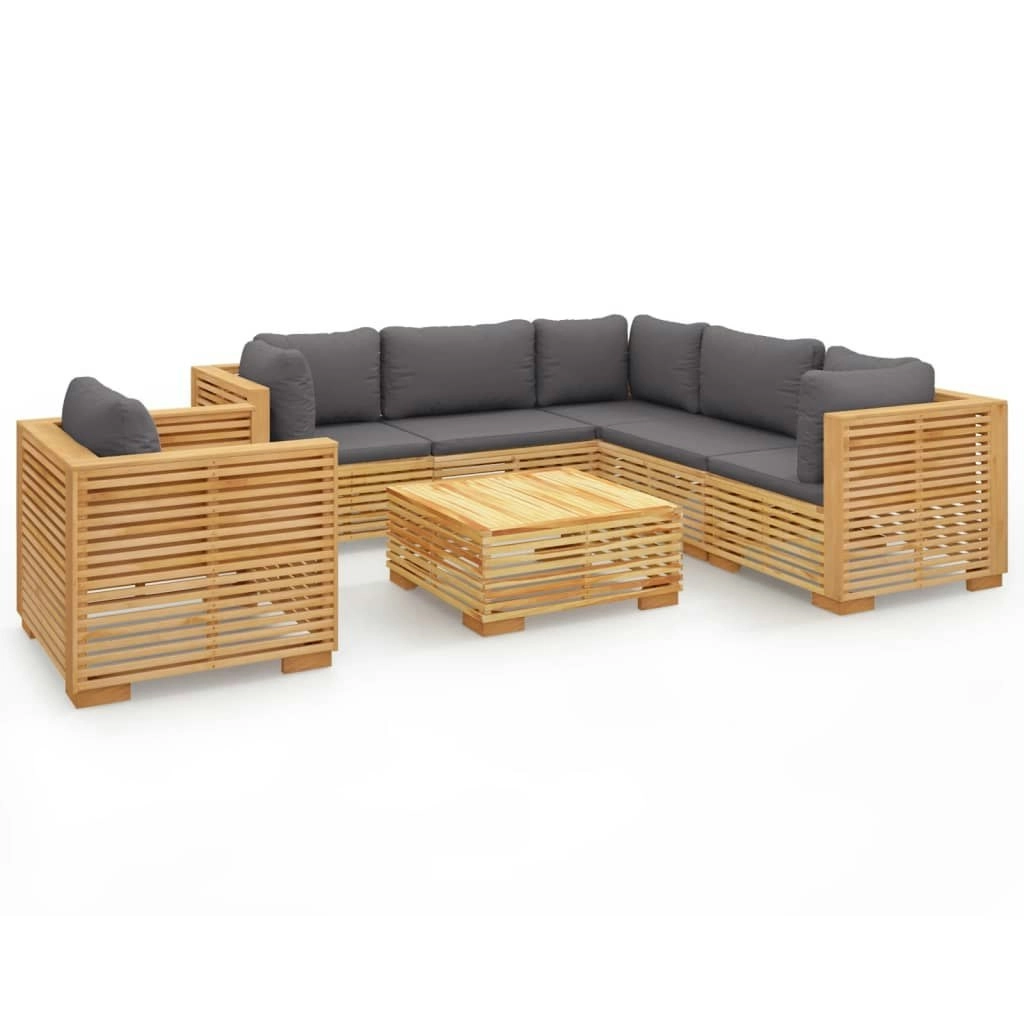 7 Piece Garden Lounge Set with Cushions Solid Teak Wood 3100876