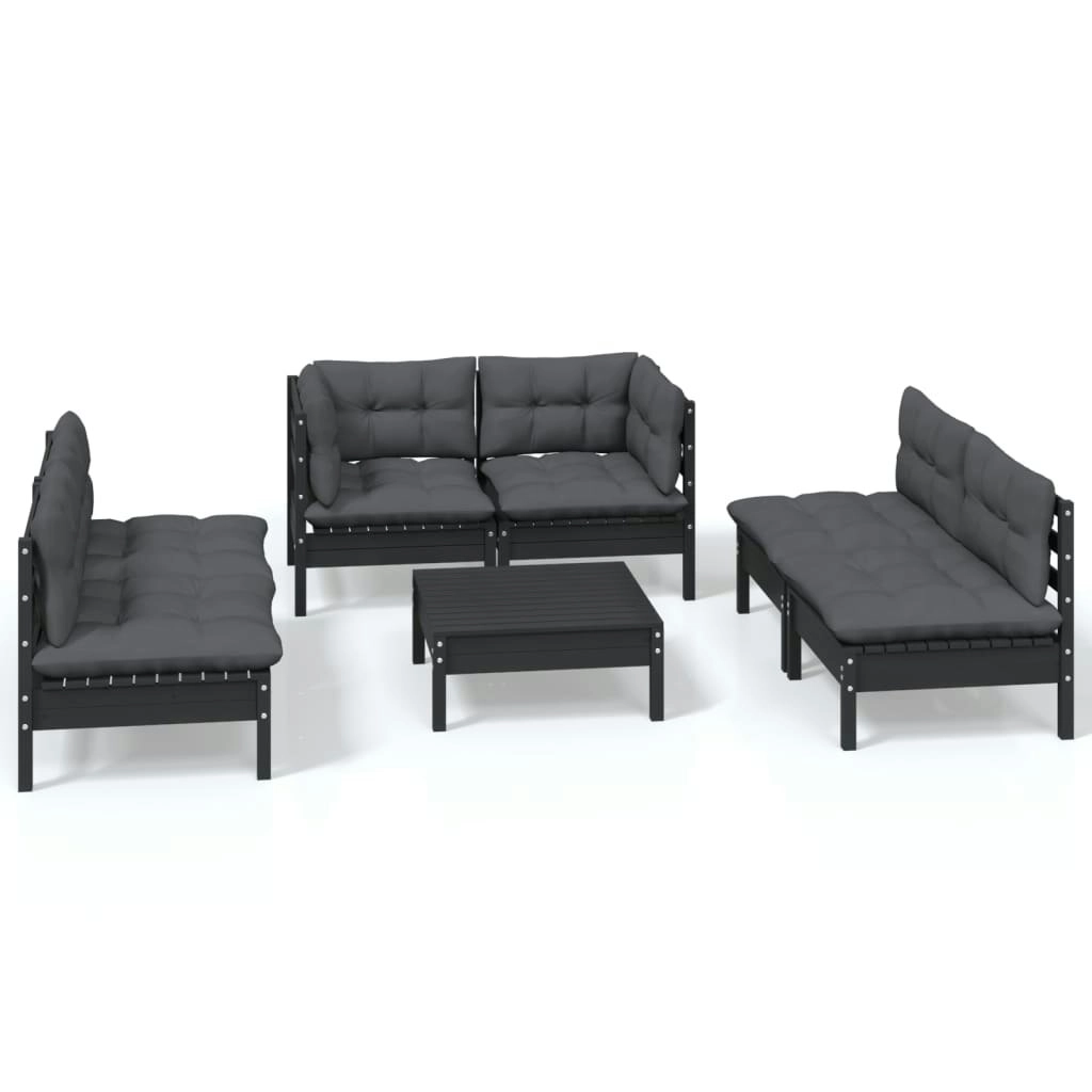 7 Piece Garden Lounge Set with Cushions Solid Pinewood 3096218