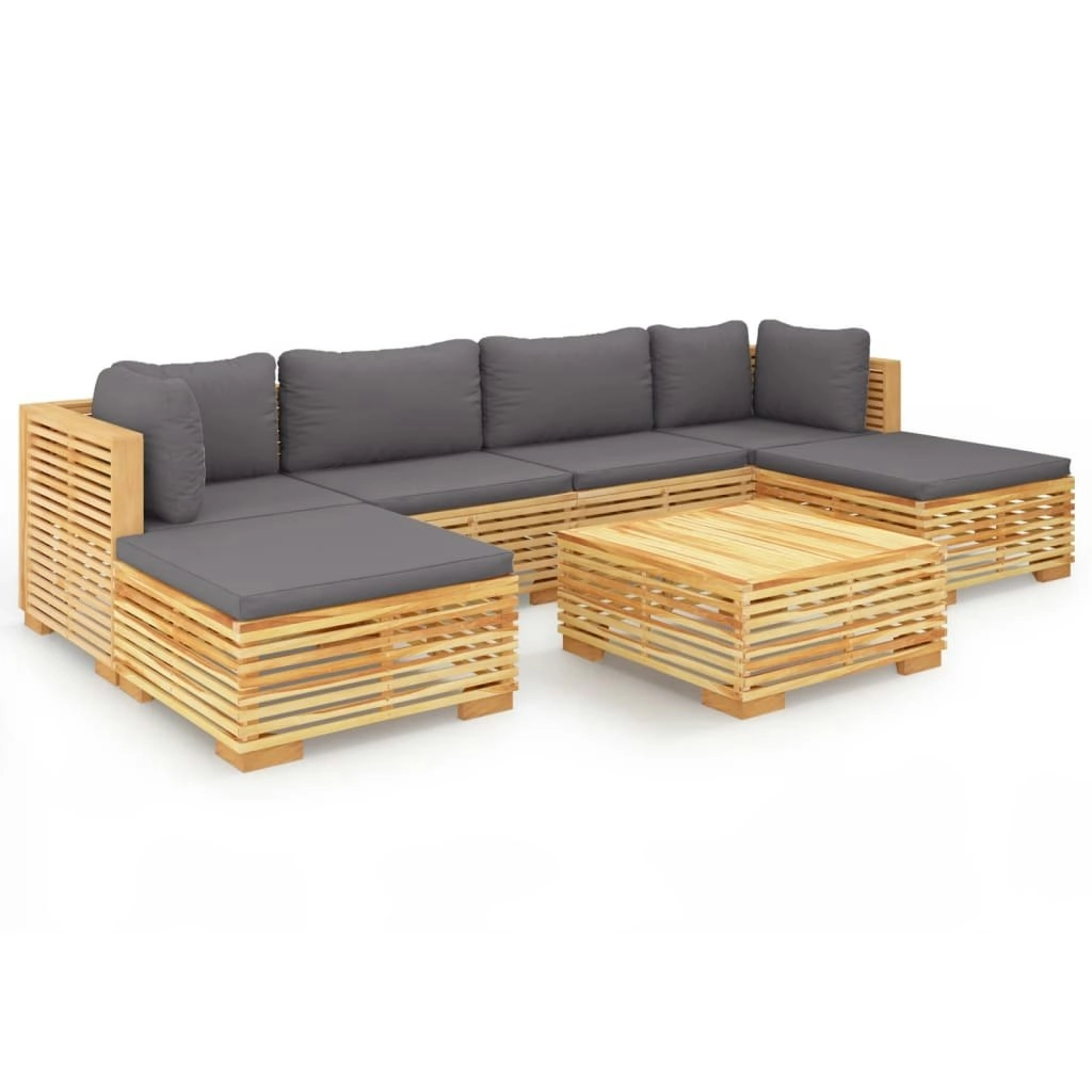 7 Piece Garden Lounge Set with Cushions Solid Teak Wood 3100892