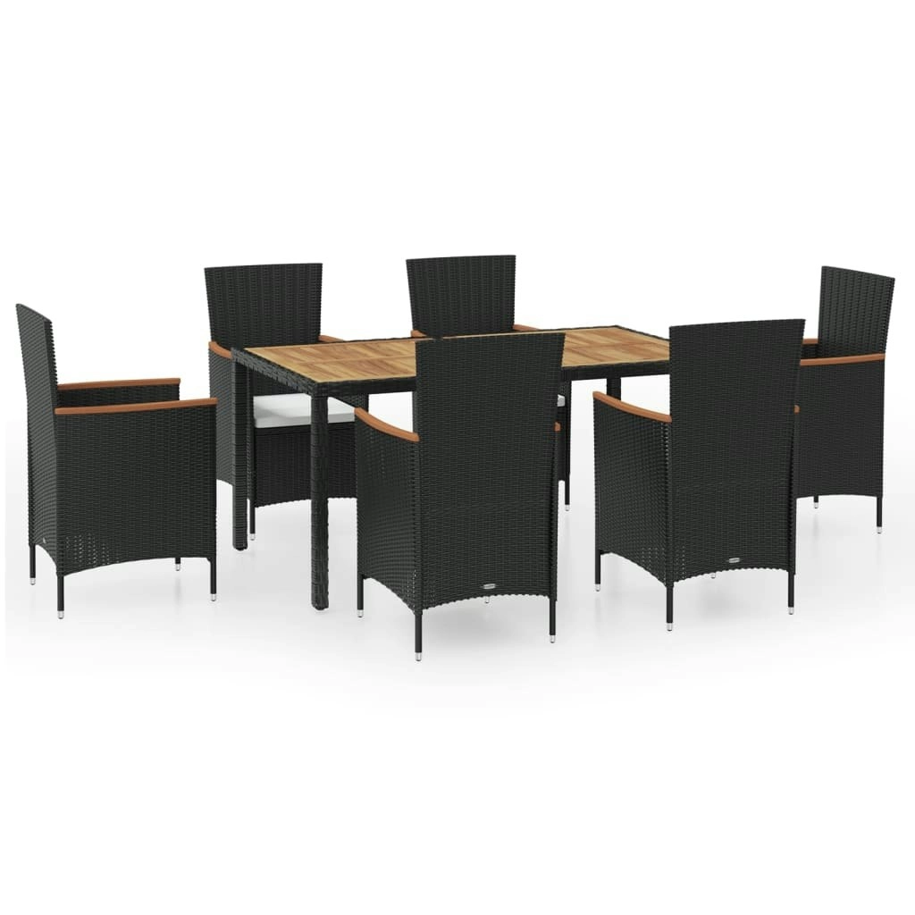 7 Piece Outdoor Dining Set with Cushions Poly Rattan 42913