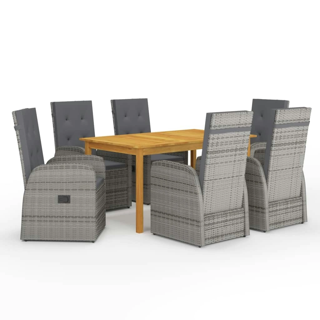 7 Piece Garden Dining Set Grey 3067812