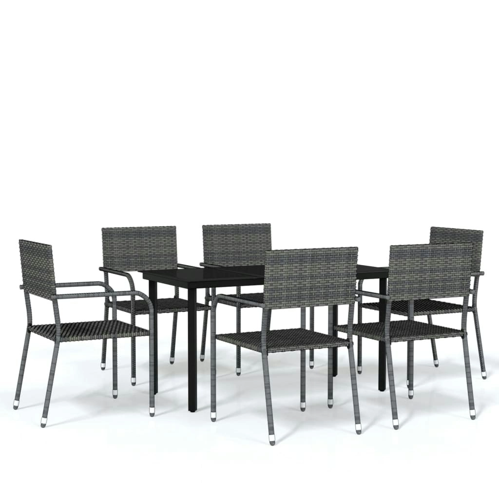 7 Piece Garden Dining Set Grey 3099586