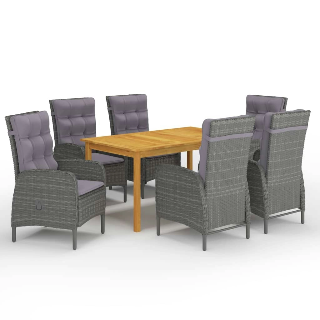 7 Piece Garden Dining Set Grey 3067775