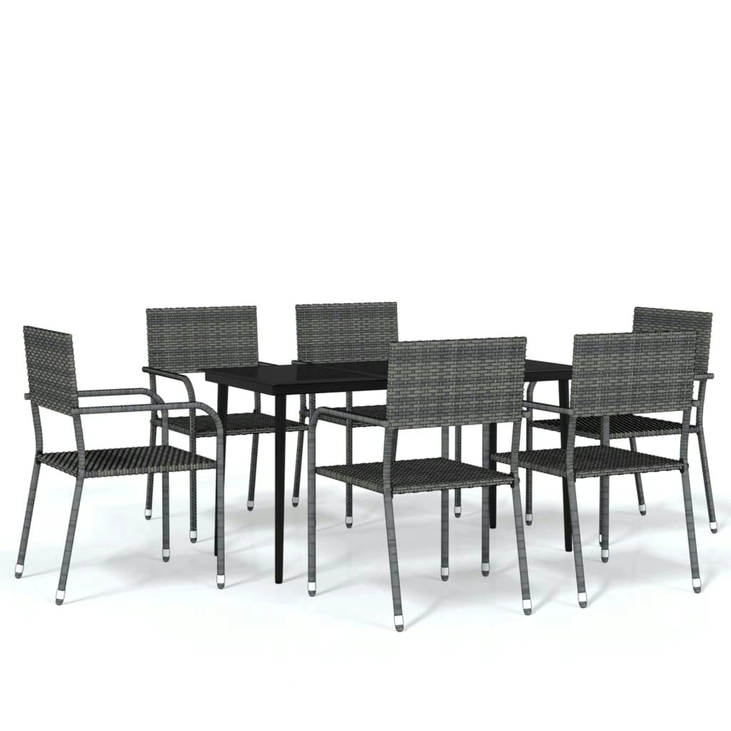 7 Piece Garden Dining Set Grey 3099598