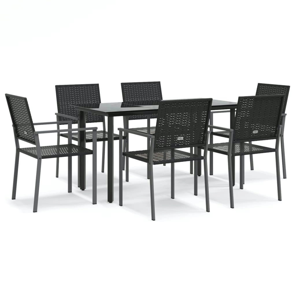 7 Piece Garden Dining Set Poly Rattan and Steel 3187024