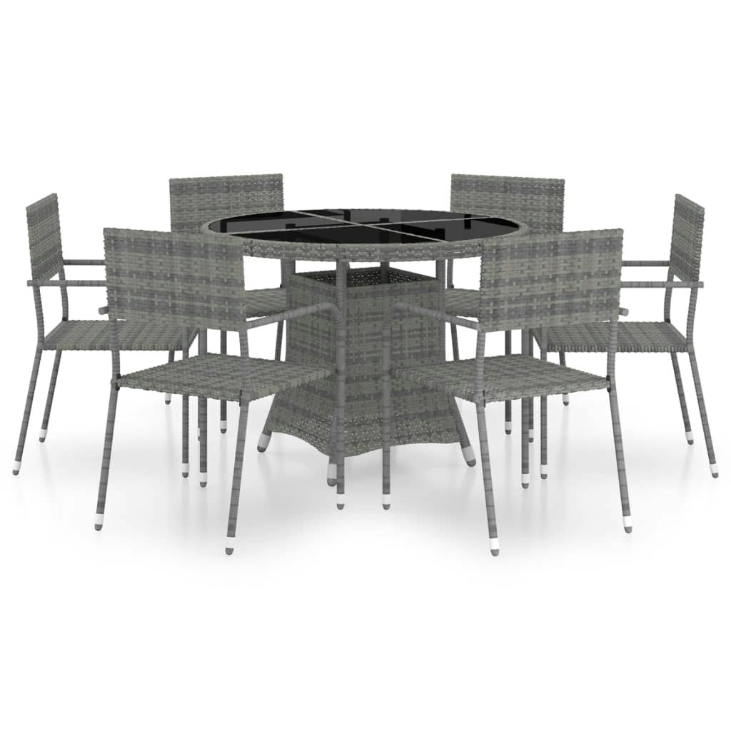 7 Piece Garden Dining Set Poly Rattan Anthracite & Grey 3059455