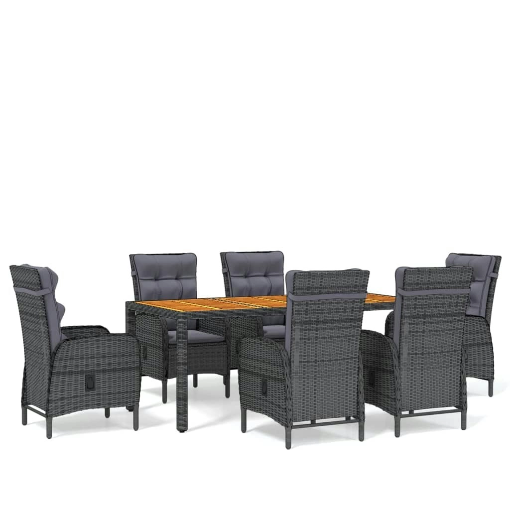 7 Piece Garden Dining Set Poly Rattan Grey 3058507