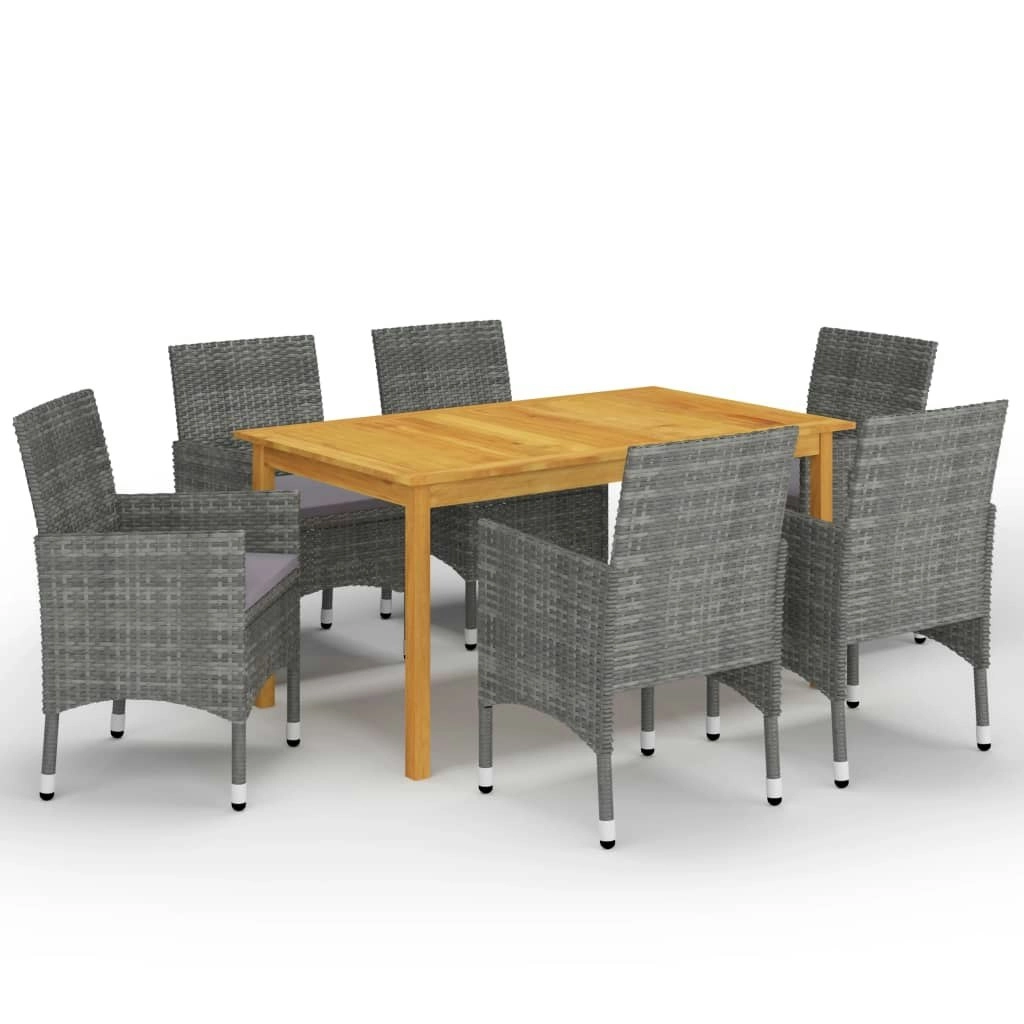 7 Piece Garden Dining Set Grey 3067766