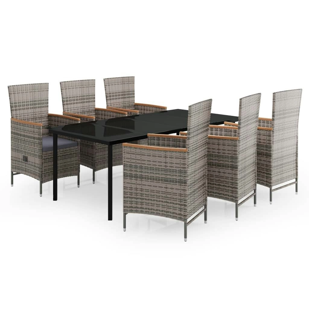 7 Piece Garden Dining Set with Cushions Grey 3099435