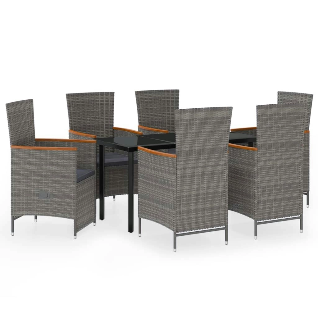 7 Piece Garden Dining Set with Cushions Grey 3099463