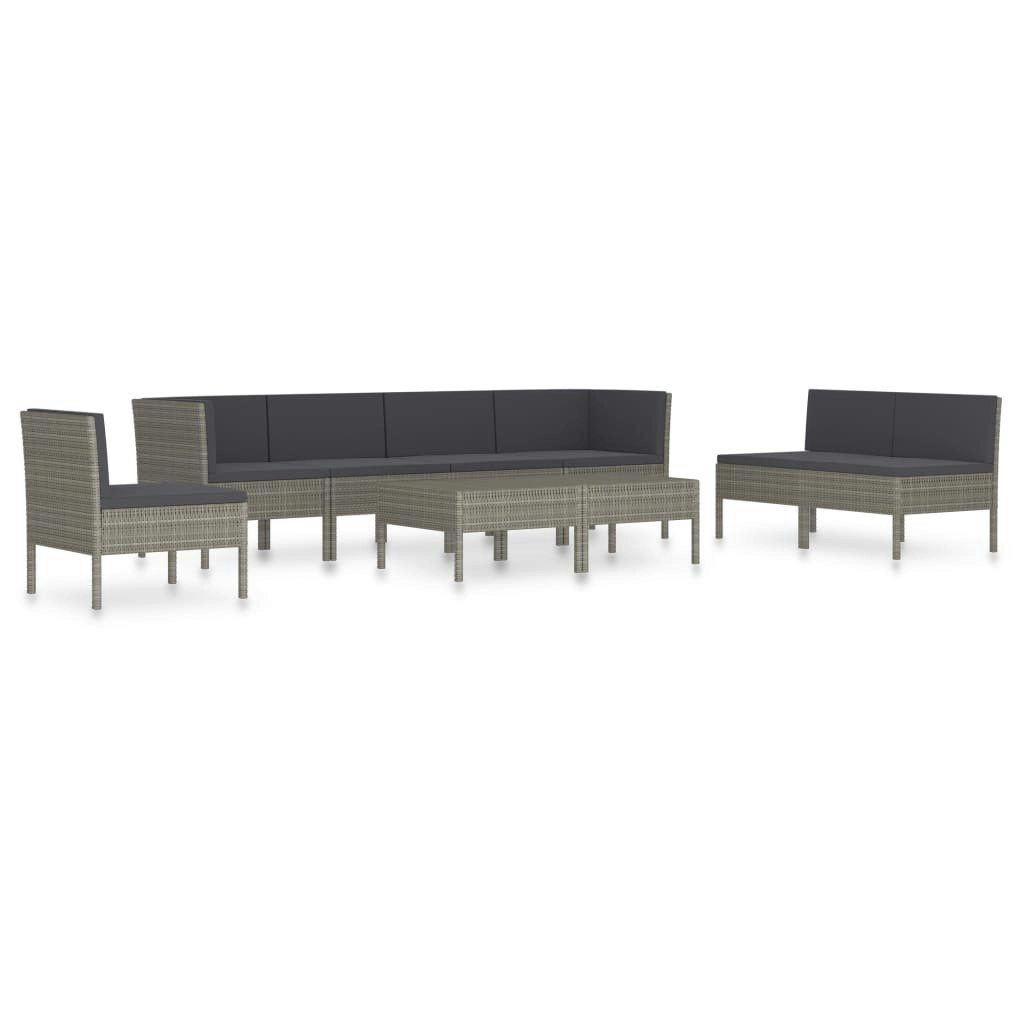 9 Piece Garden Lounge Set with Cushions Poly Rattan Grey 3056972