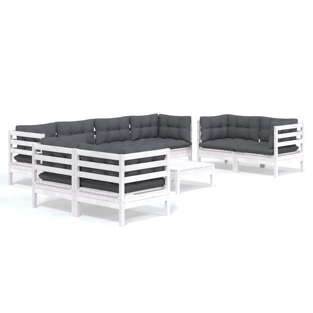 9 Piece Garden Lounge Set with Cushions Solid Pinewood 3096275