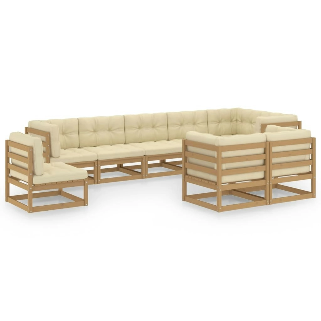 9 Piece Garden Lounge Set with Cushions Solid Pinewood 3076727