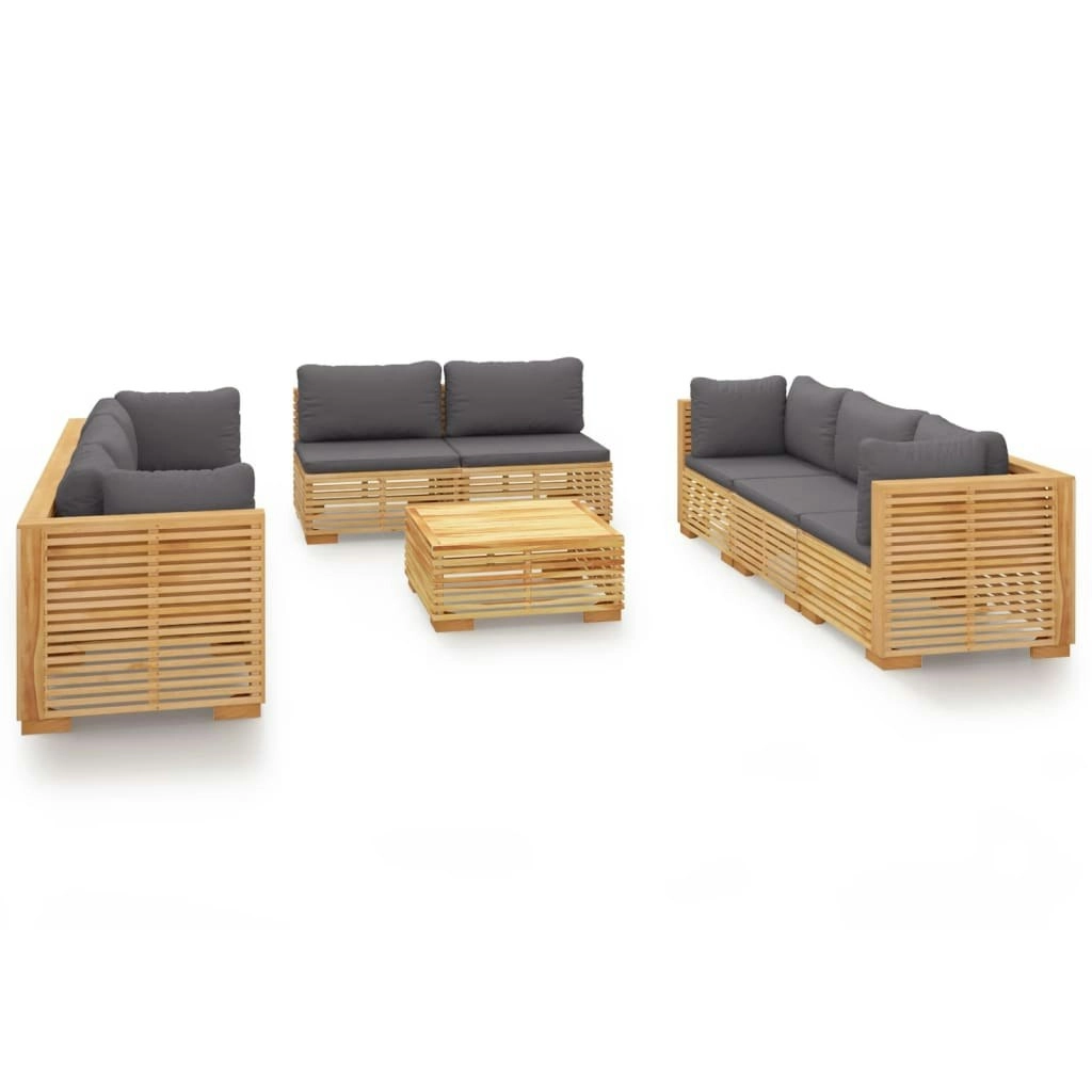 9 Piece Garden Lounge Set with Cushions Solid Teak Wood 3100874