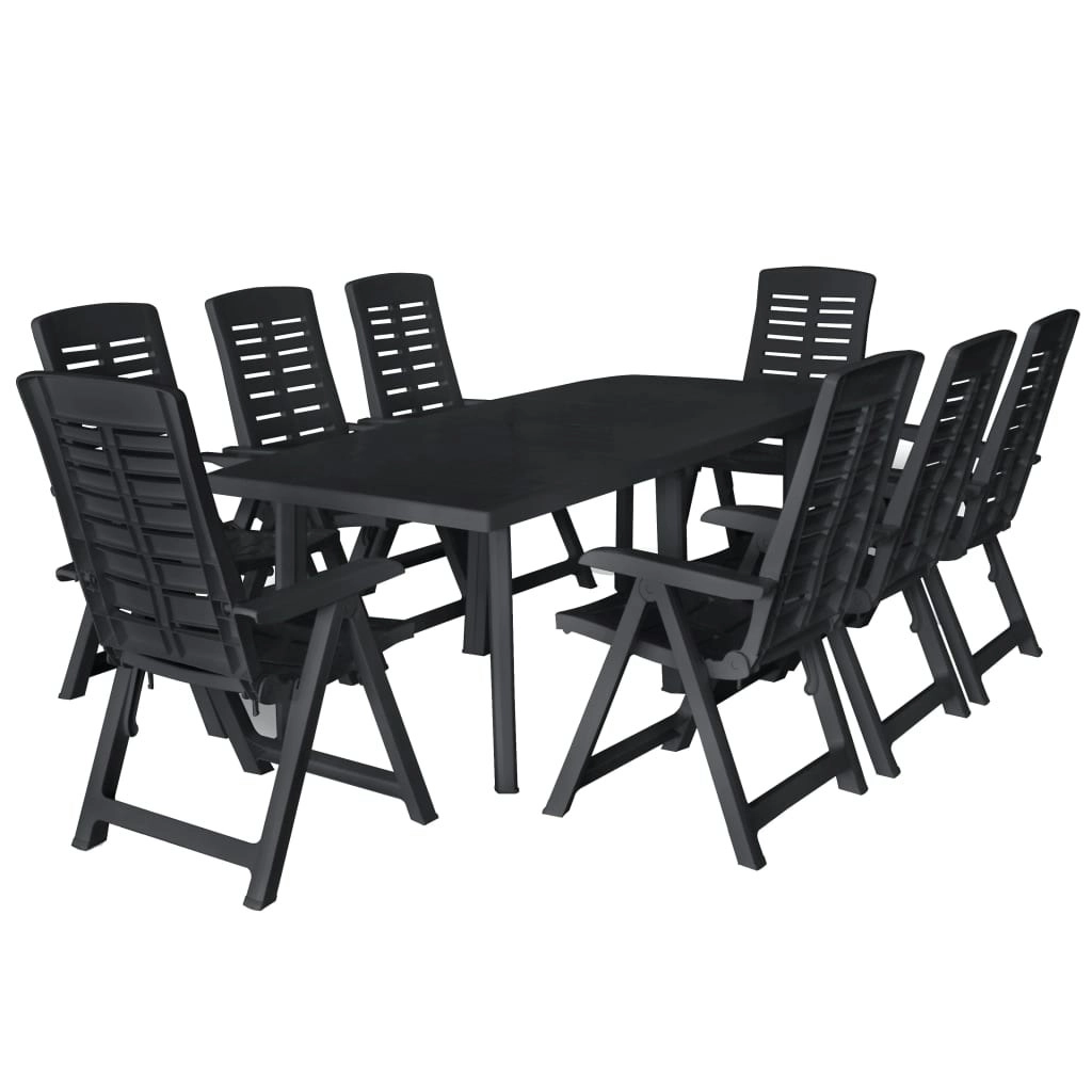 9 Piece Outdoor Dining Set Plastic Anthracite 276181