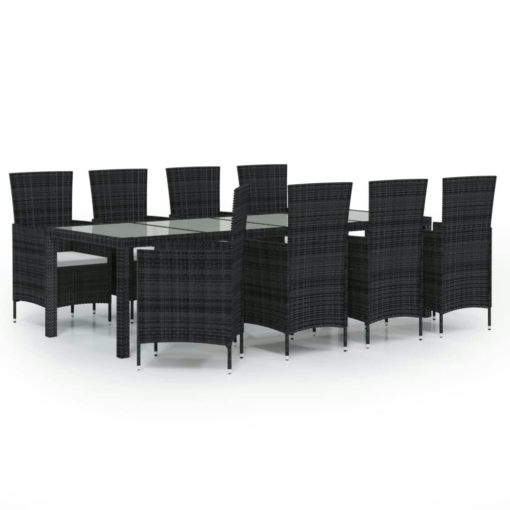 9 Piece Outdoor Dining Set with Cushions Poly Rattan Brown 3094823