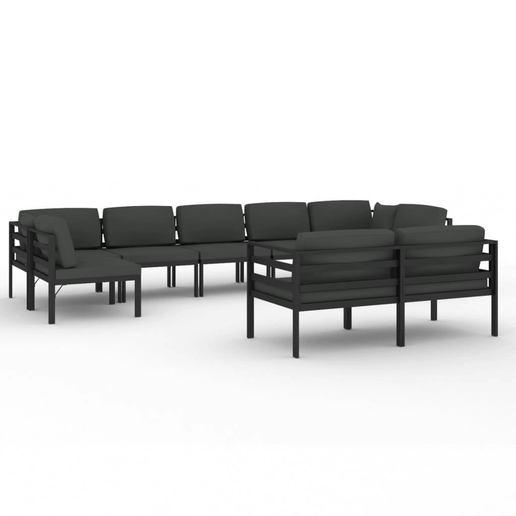 9 Piece Garden Lounge Set with Cushions Aluminium Anthracite 3107818