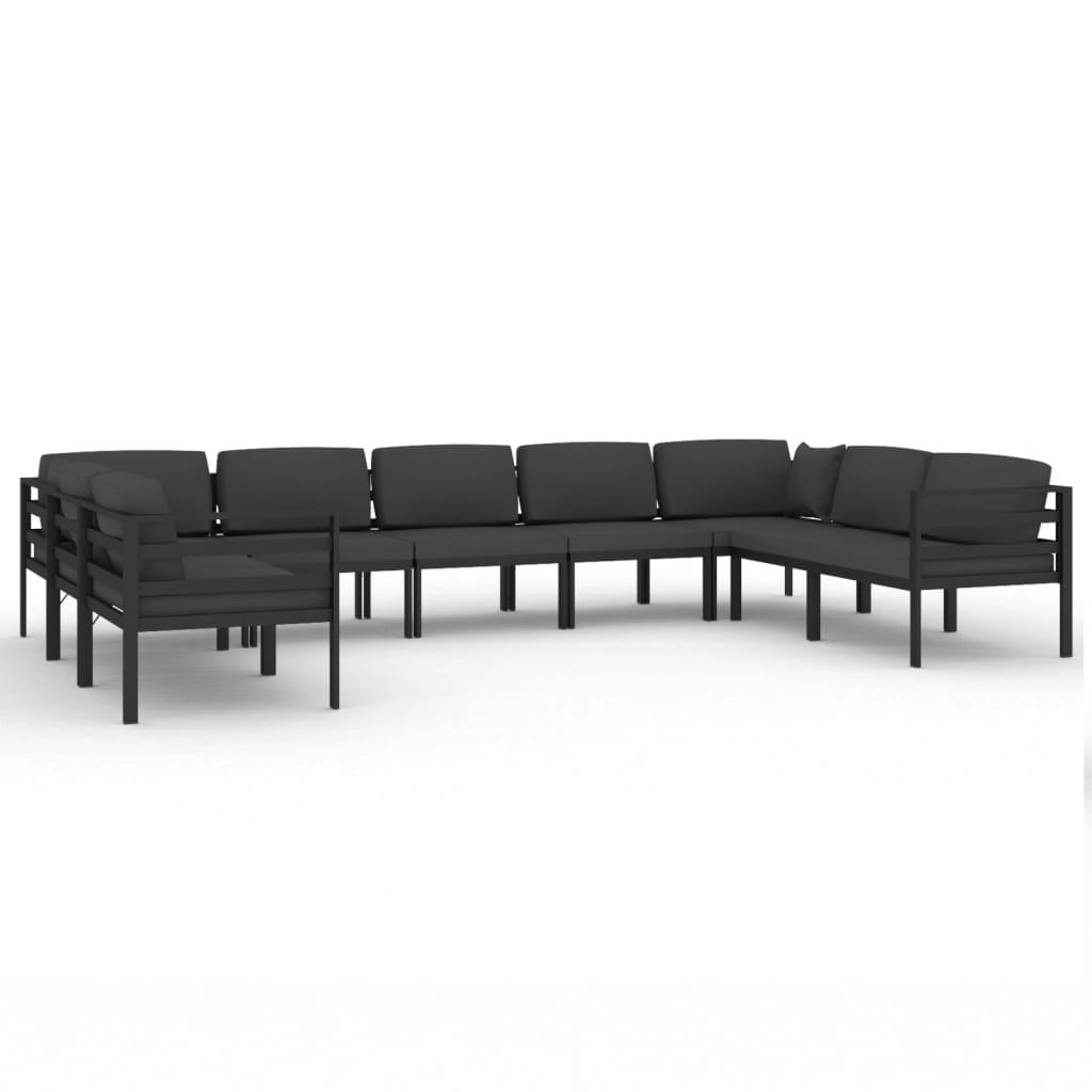 9 Piece Garden Lounge Set with Cushions Aluminium Anthracite 3107814