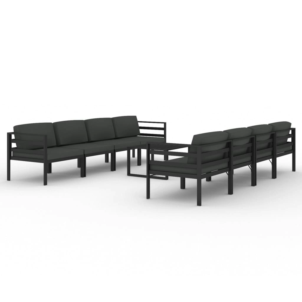 9 Piece Garden Lounge Set with Cushions Aluminium Anthracite 3107807