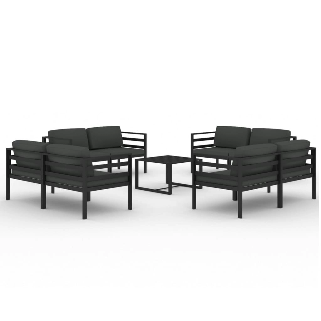 9 Piece Garden Lounge Set with Cushions Aluminium Anthracite 3107830