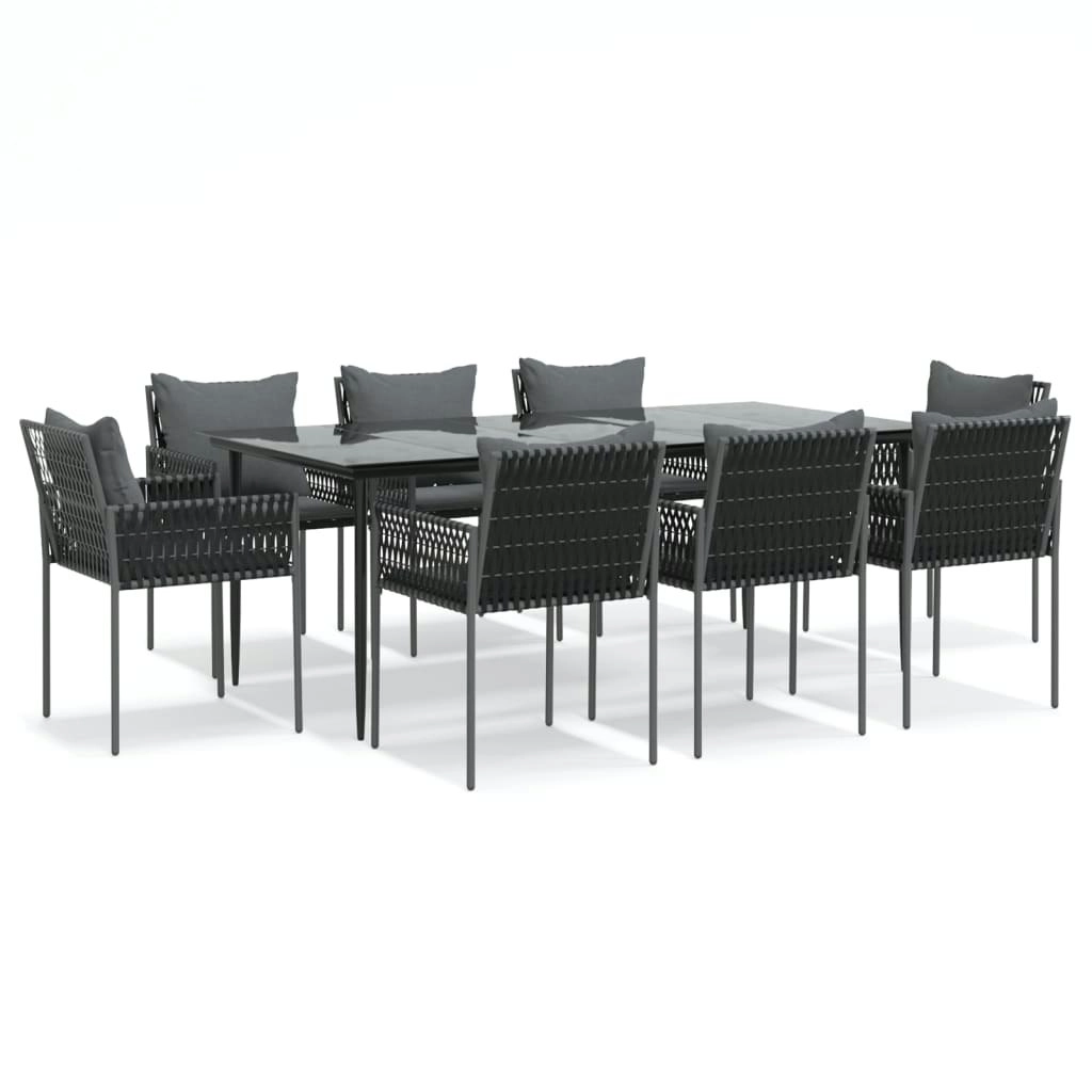 9 Piece Garden Dining Set with Cushions Poly Rattan and Steel 3187064