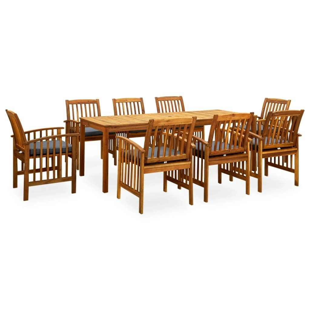 9 Piece Garden Dining Set with Cushions Solid Acacia Wood 3058093