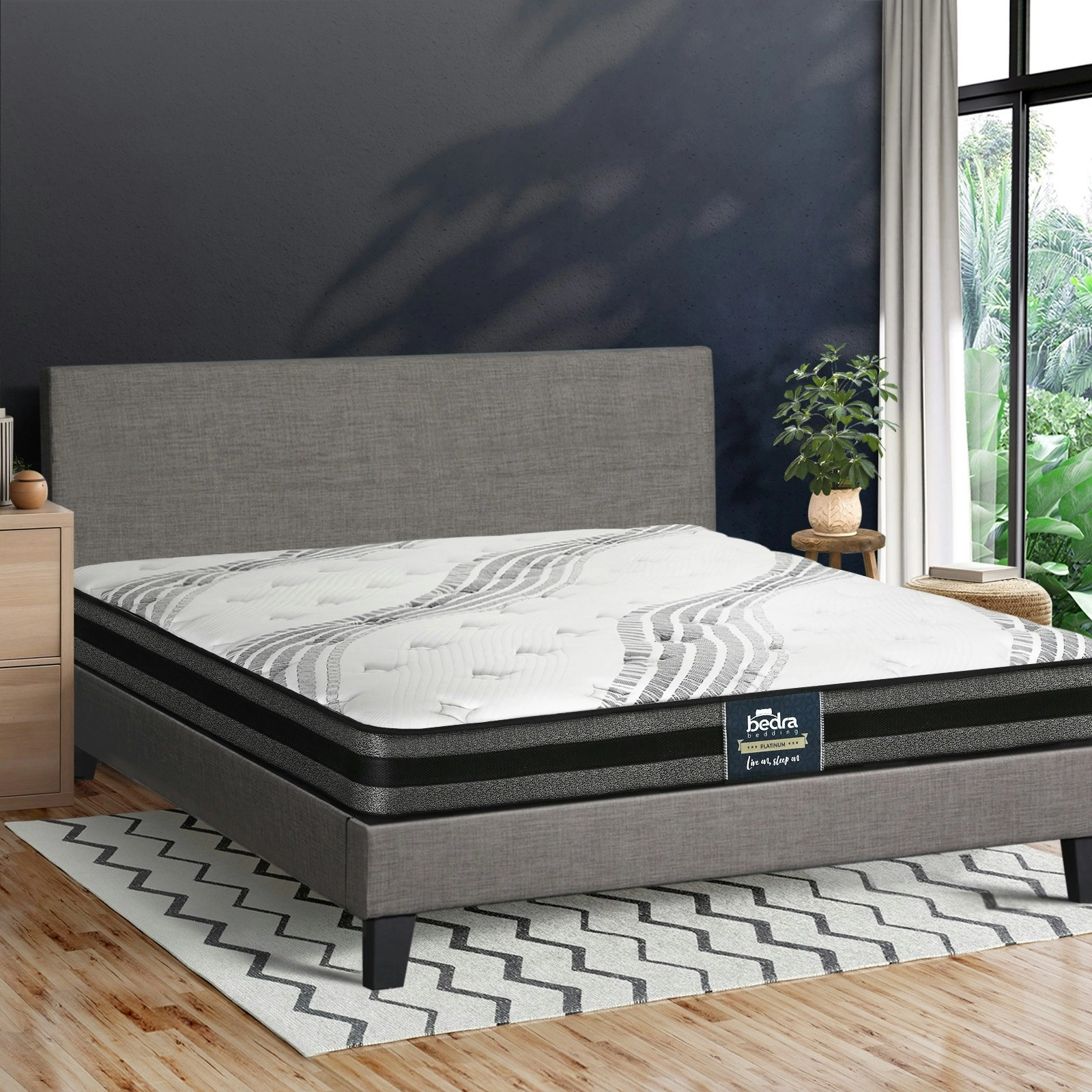 Oikiture Bed Frame with Double Size Mattress Set VANK