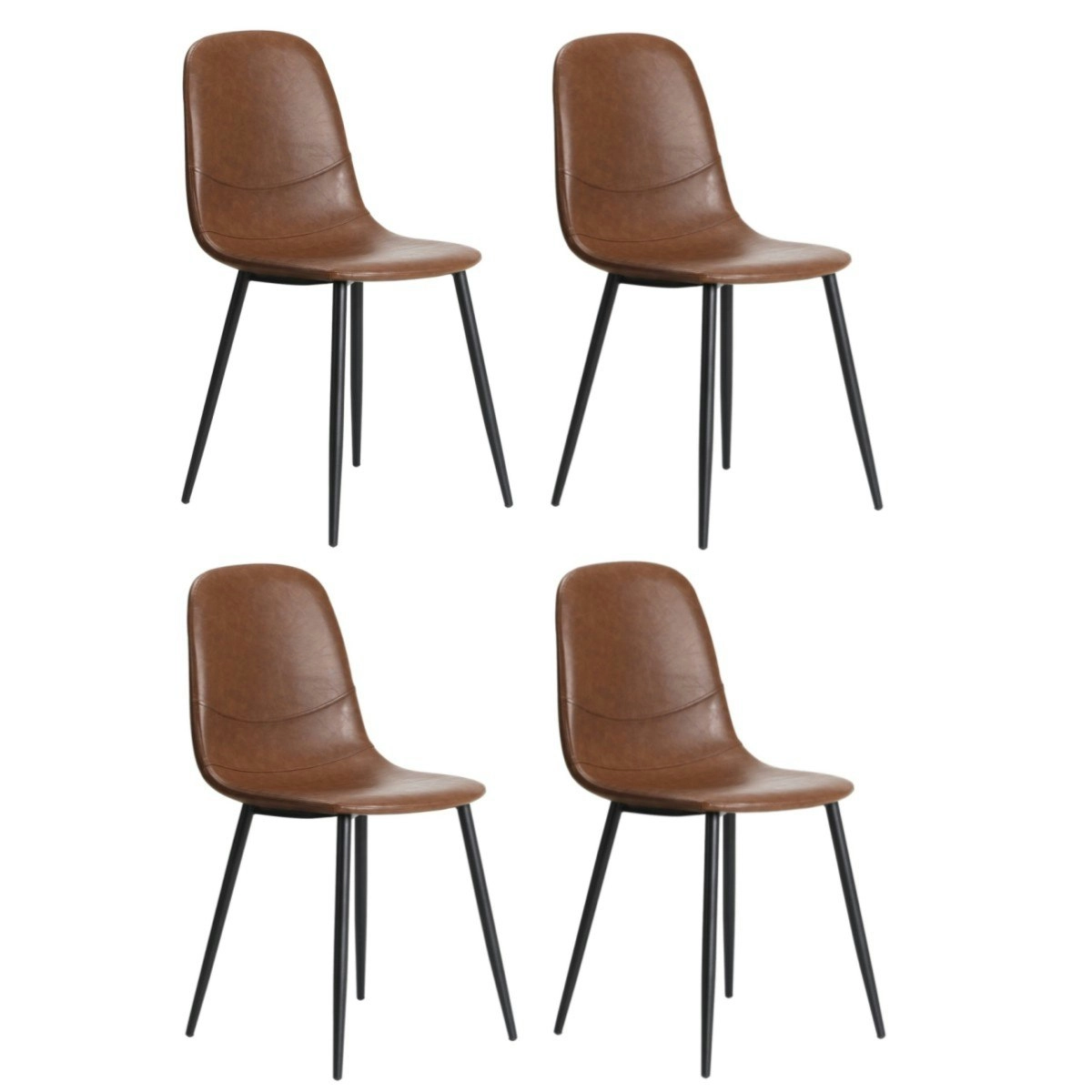 Oikiture 4x Dining Chairs Kitchen Accent Chair Lounge Room PU Leather Brown