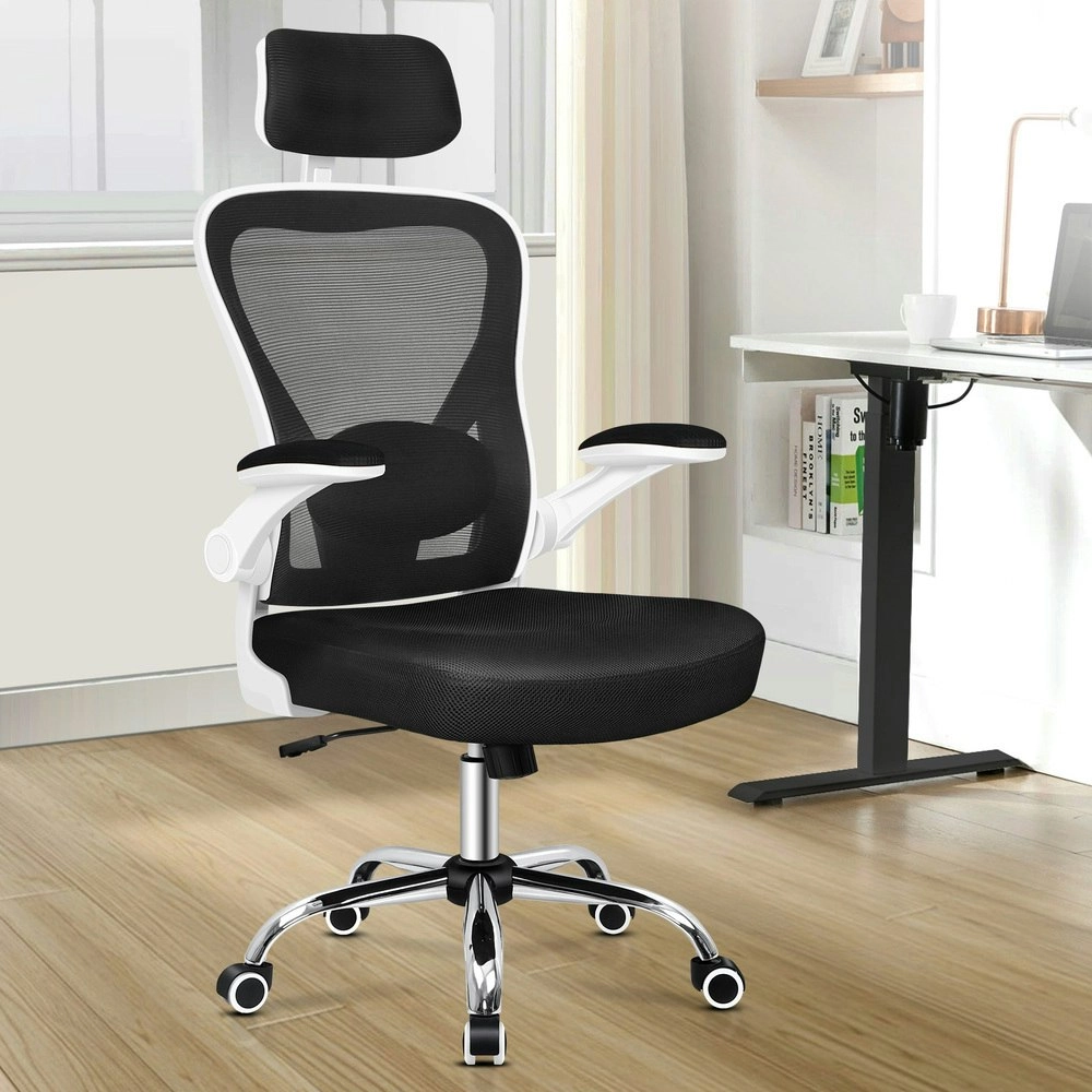 Alfordson Mesh Office Chair Executive Computer Gaming Fabric Seat Black White