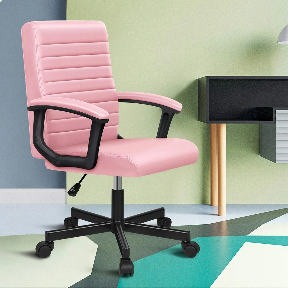 Alfordson Office Chair Executive Mid Back Pink