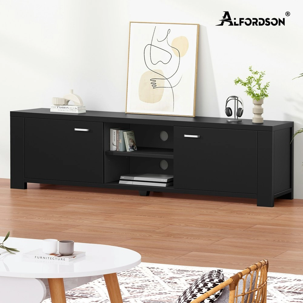 Alfordson Entertainment Unit TV Cabinet Stand 160cm Black