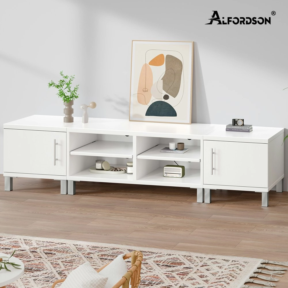 Alfordson Entertainment Unit TV Cabinet Stand 190cm White