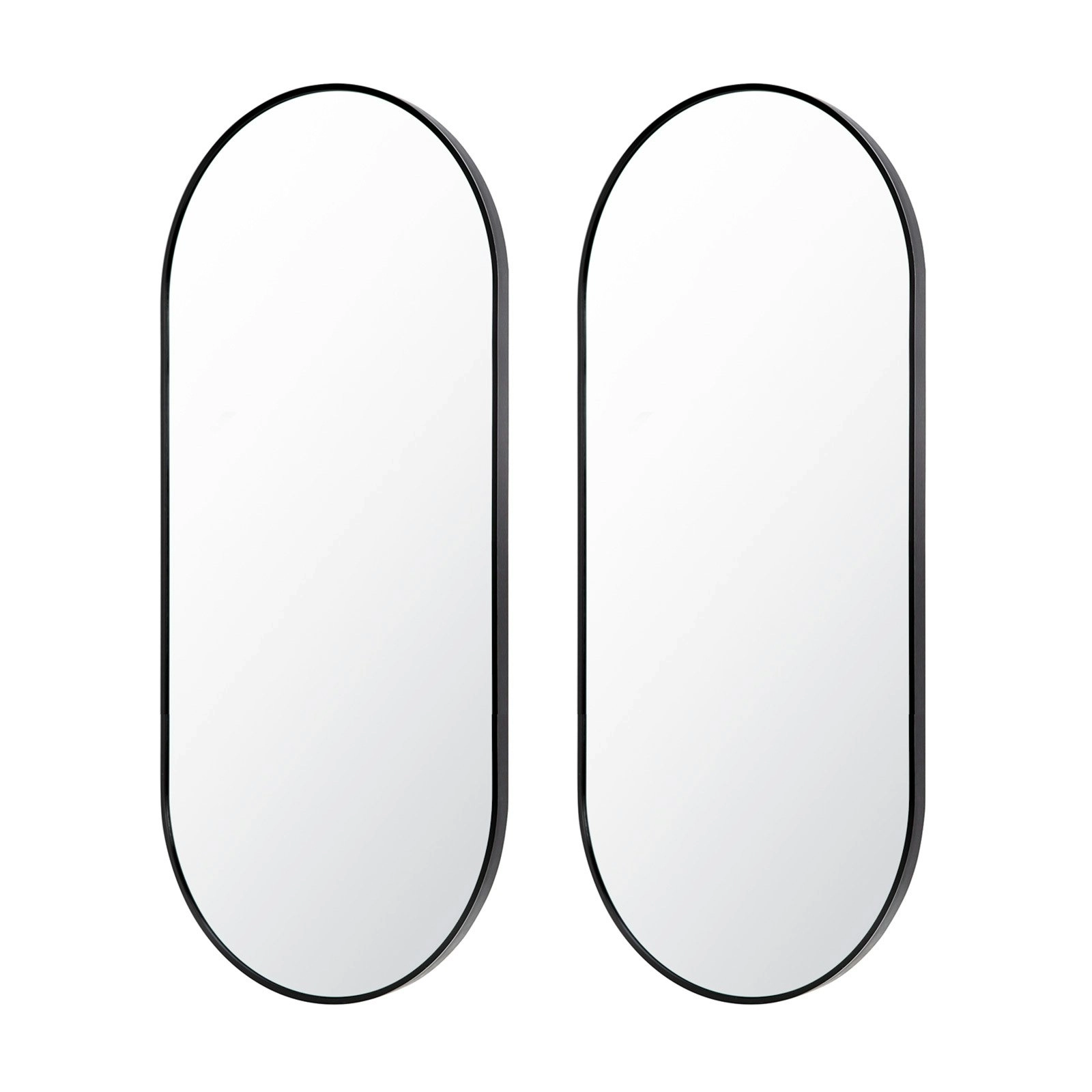 2 Set 45x100cm Wall Mirror Oval Bathroom - BLACK