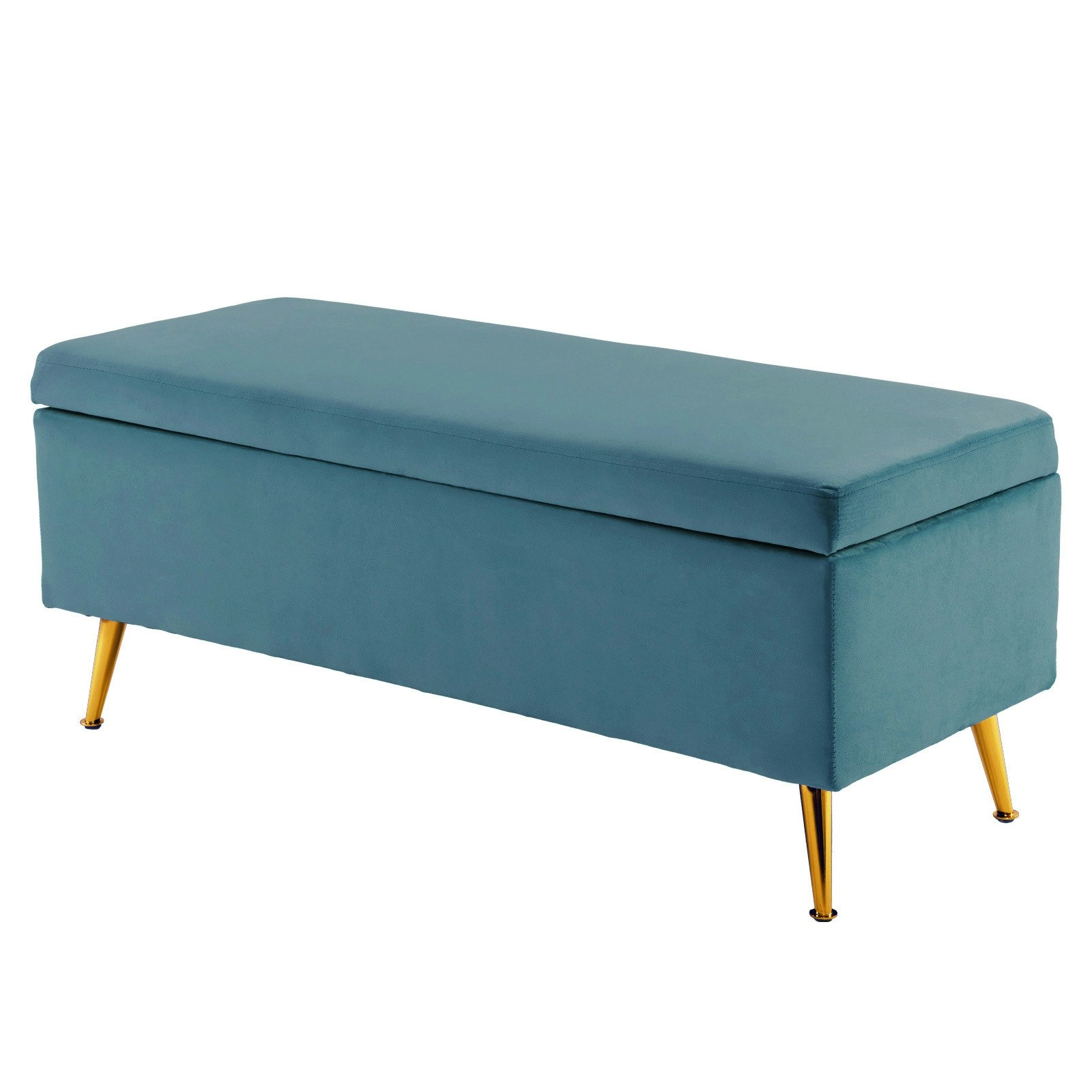 110cm Storage Ottoman Velvet - NAVY BLUE