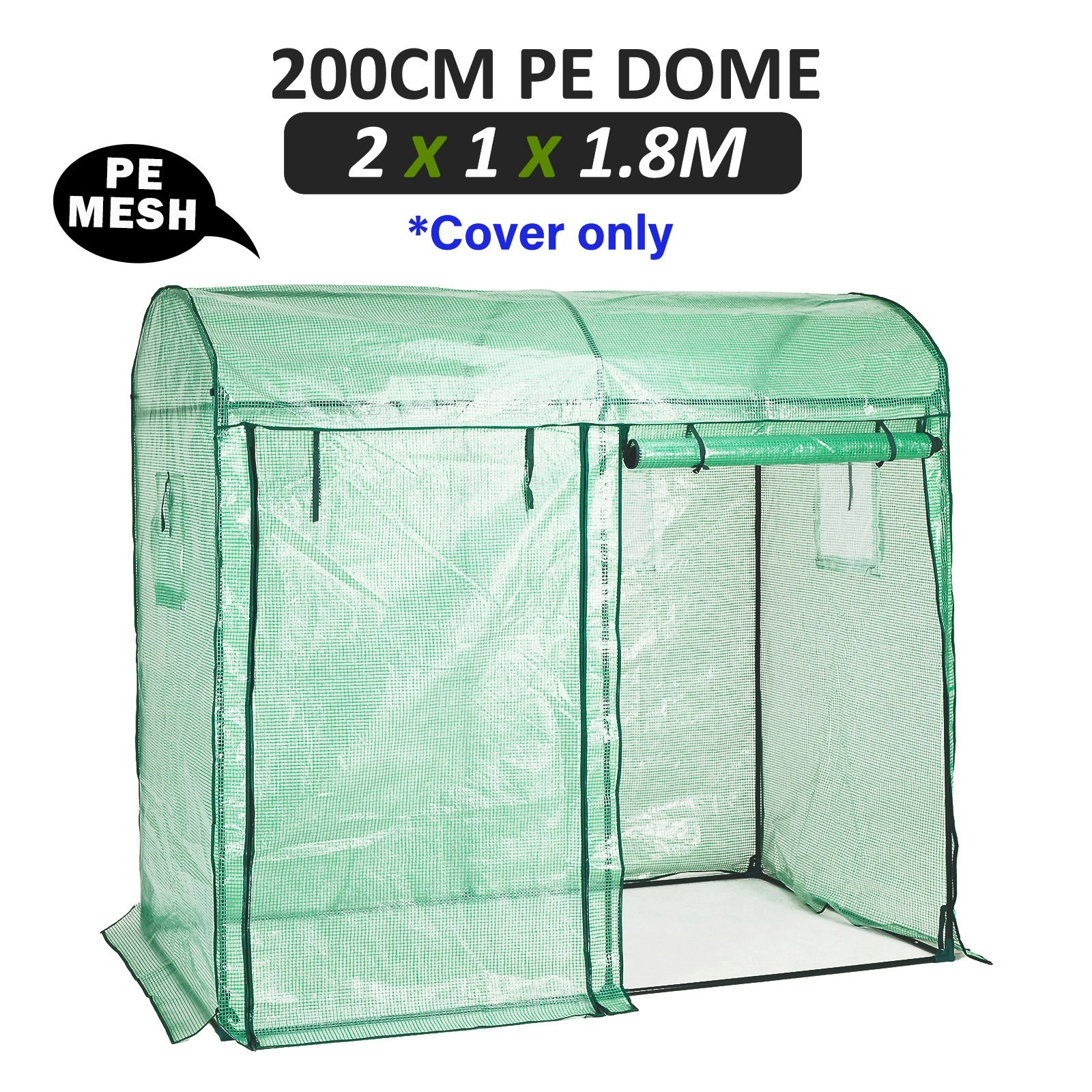 200cm Greenhouse PE Dome Roof Cover Only - GREEN