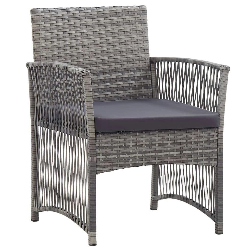 Garden Armchairs with Cushions 2 pcs Grey Poly Rattan 363409