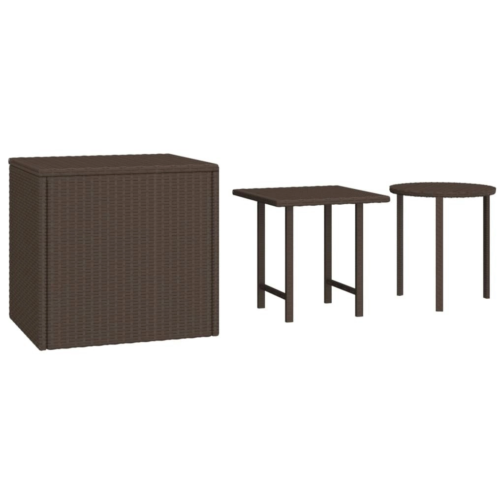 Garden Side Tables 3 pcs Brown Poly Rattan 3324832