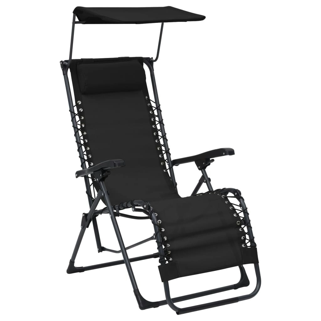 Folding Deck Chair Textilene Black 312467