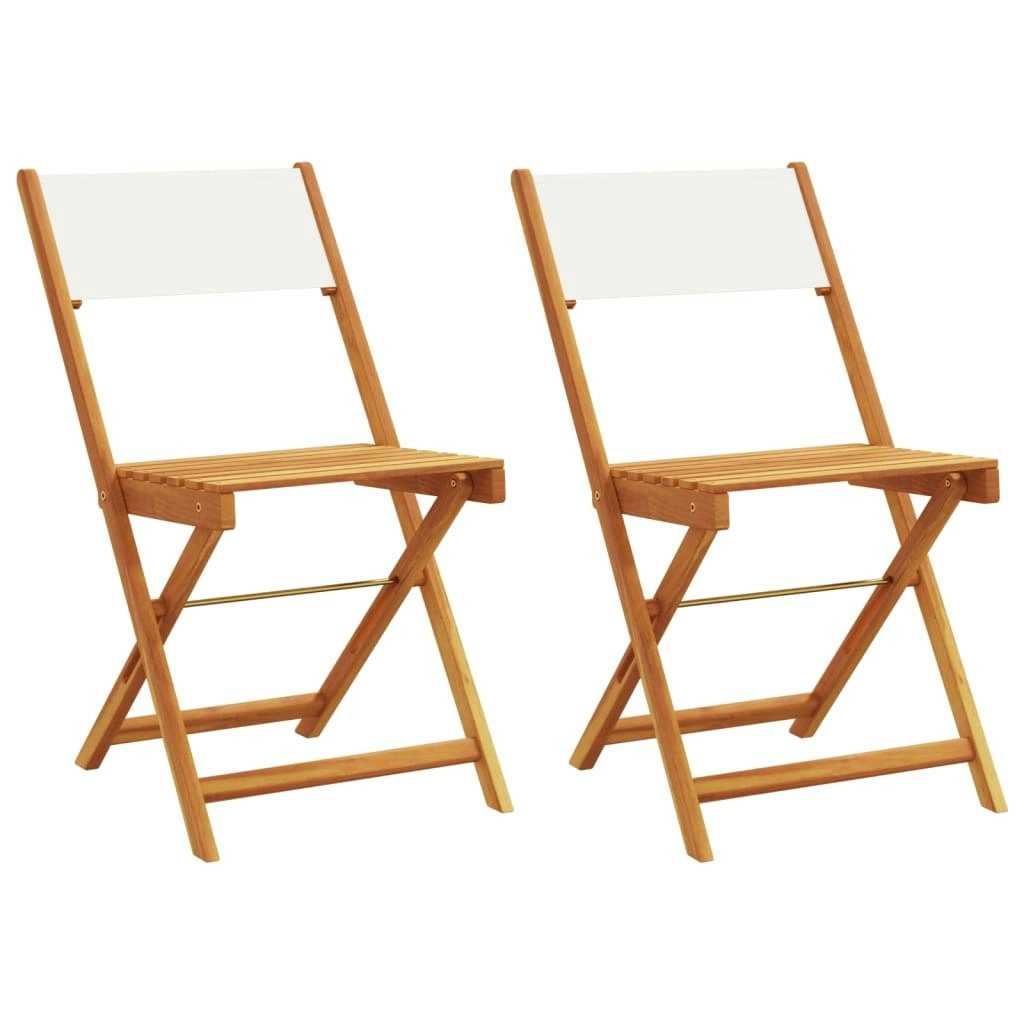 Bistro Chairs 2 pcs Cream White Solid Wood Acacia and Fabric 367681