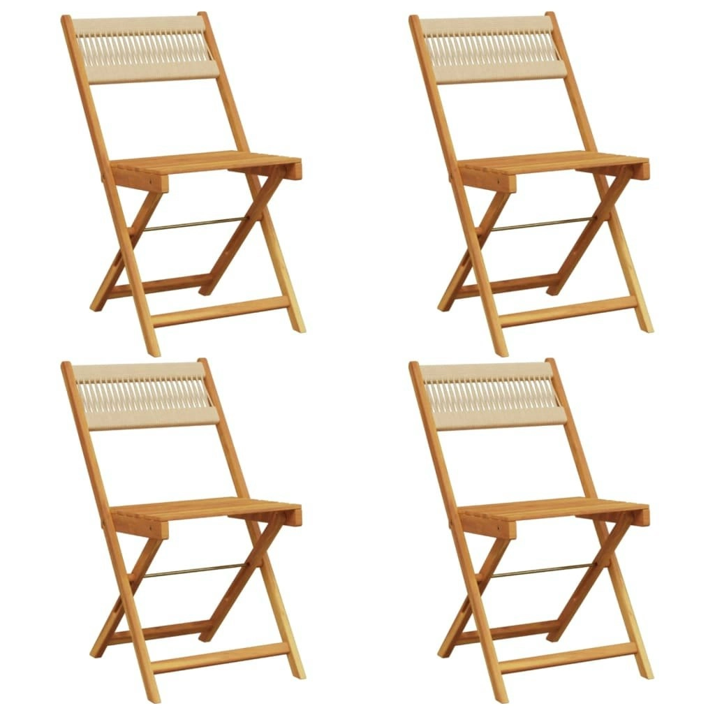 Folding Garden Chairs 4 pcs Beige Solid Wood Acacia 3214607