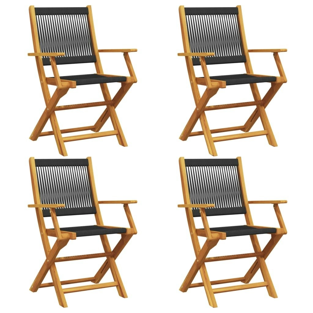 Folding Garden Chairs 4 pcs Black Solid Wood Acacia 3214565