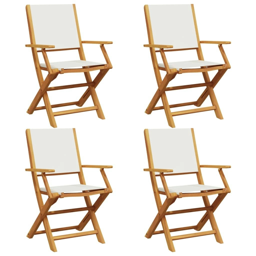 Folding Garden Chairs 4 pcs Cream White Fabric and Solid Wood 3214574