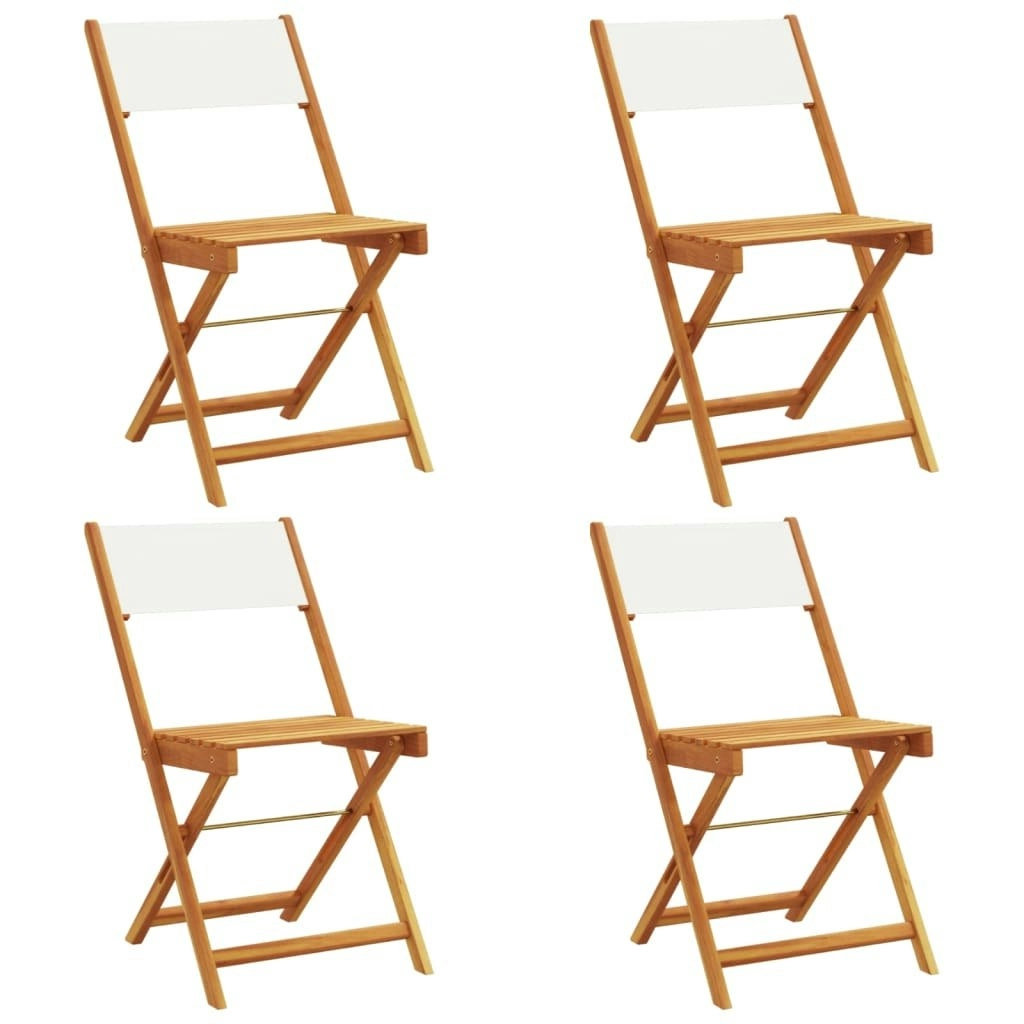 Folding Garden Chairs 4 pcs Cream White Fabric and Solid Wood 3214610