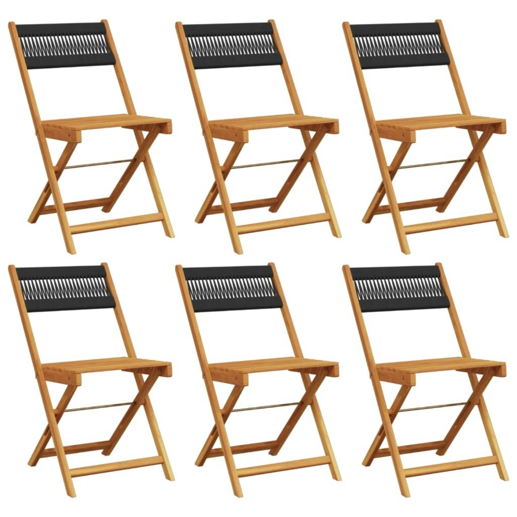 Folding Garden Chairs 6 pcs Black Solid Wood Acacia 3214602