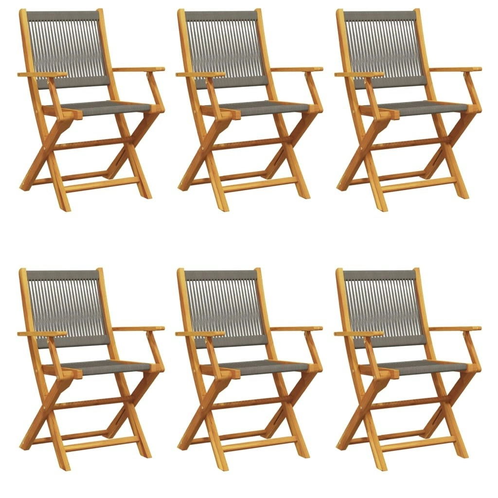 Folding Garden Chairs 6 pcs Grey Solid Wood Acacia 3214569