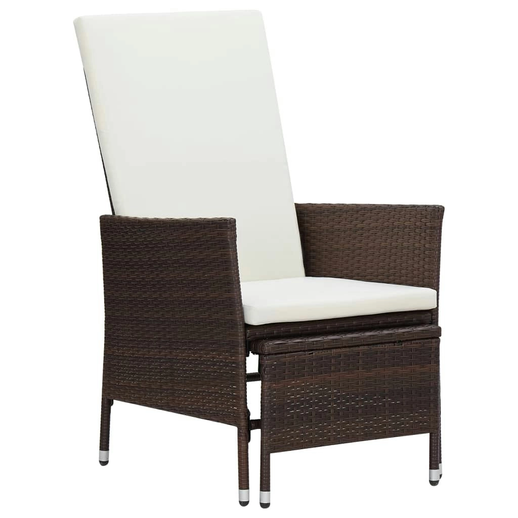 Reclining Garden Chair with Cushions Poly Rattan Brown 310229