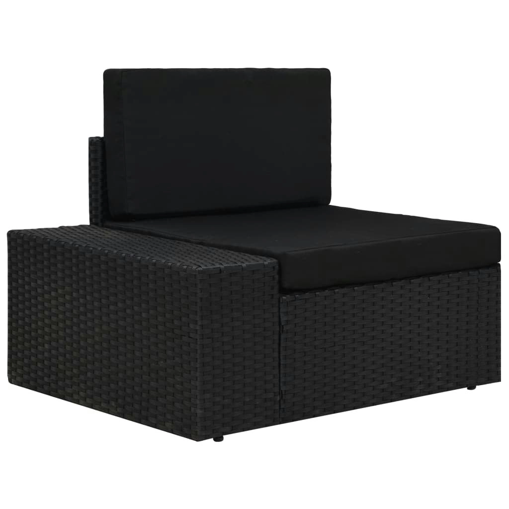 Sectional Corner Sofa with Right Armrest Poly Rattan Black 49500