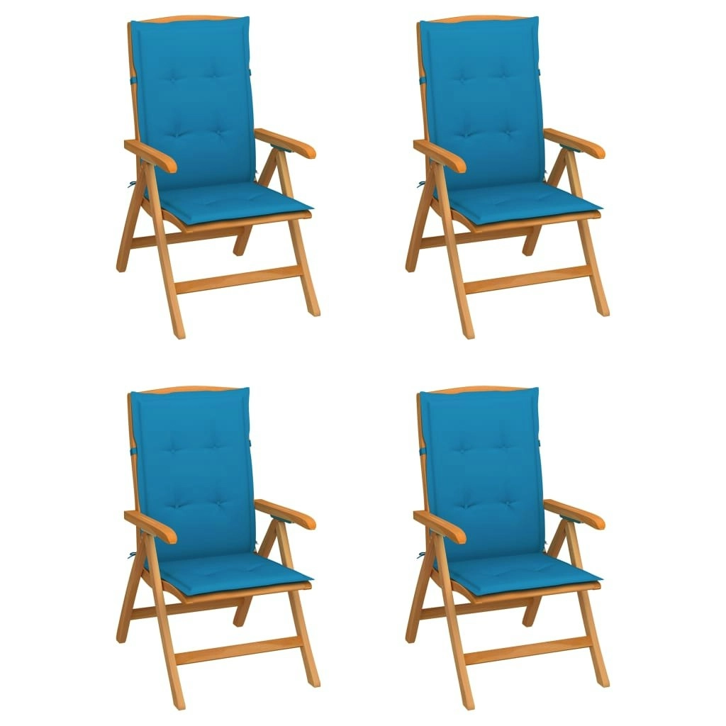 Reclining Garden Chairs with Cushions 4 pcs Solid Teak Wood 3072634