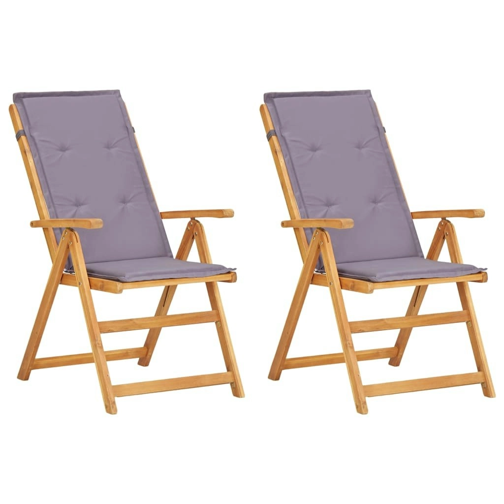 Reclining Garden Chairs 2 pcs Brown Solid Acacia Wood 45936