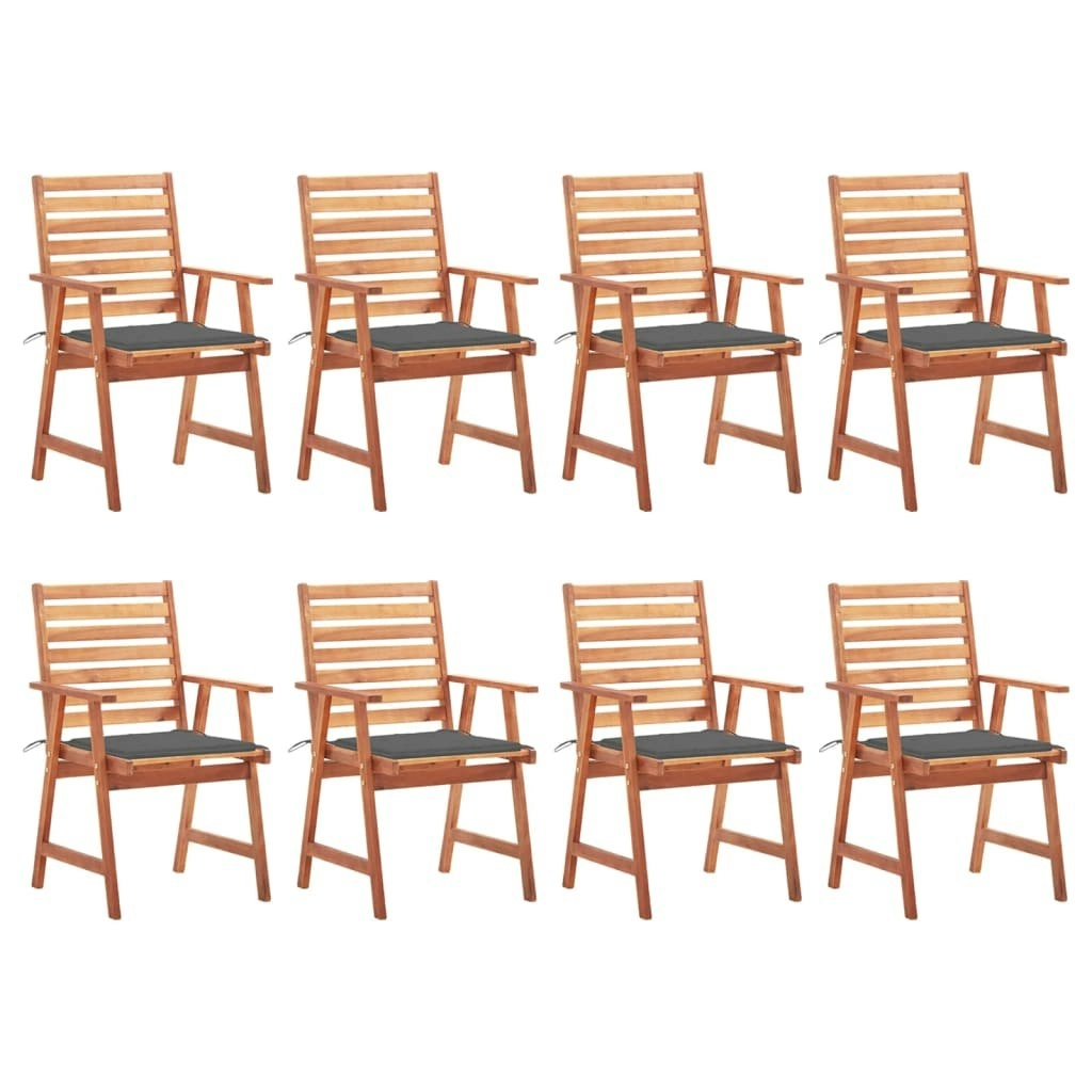 Outdoor Dining Chairs 8 pcs with Cushions Solid Acacia Wood 3078374